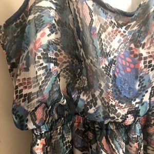 Racerback tank dress with abstract print. Eyeshadow brand. Size XL